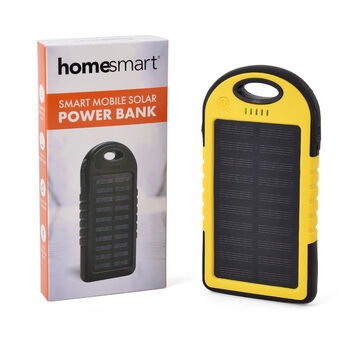 Homesmart Solar Powerbank mit LED-Licht, 14,3&times;7,5cm, Gelb