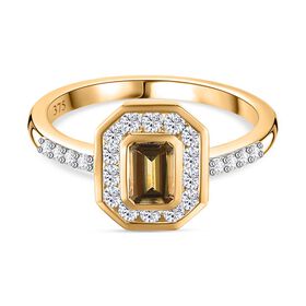 AAA Natürlicher, goldener Tansanit und Moissanit-Ring in 375 Gold - 1,17 ct.