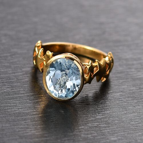 Himmelblauer Topas Ring Messing (Größe 17.00) ca. 3,50 ct image number 1