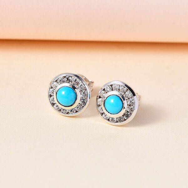 AA Sleeping Beauty T&uuml;rkis und Zirkon Ohrringe - 1,26 ct. image number 2