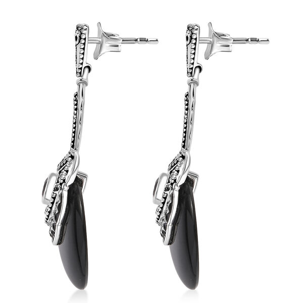 Sajen Silber - Schwarzer Onyx, Roter Granat Ohrringe 925 Silber rhodiniert ca. 11.30 ct image number 5