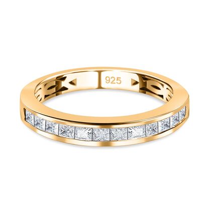 Moissanit Ring, 925 Silber Gelbgold Vermeil (Größe 17.00) ca. 0.54 ct