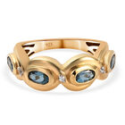 London Blau Topas und Zirkon Ring 925 Silber vergoldet  ca. 1,20 ct image number 0