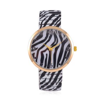 STRADA - Japanisches Uhrwerk, Flexible Uhr, Zebra Muster