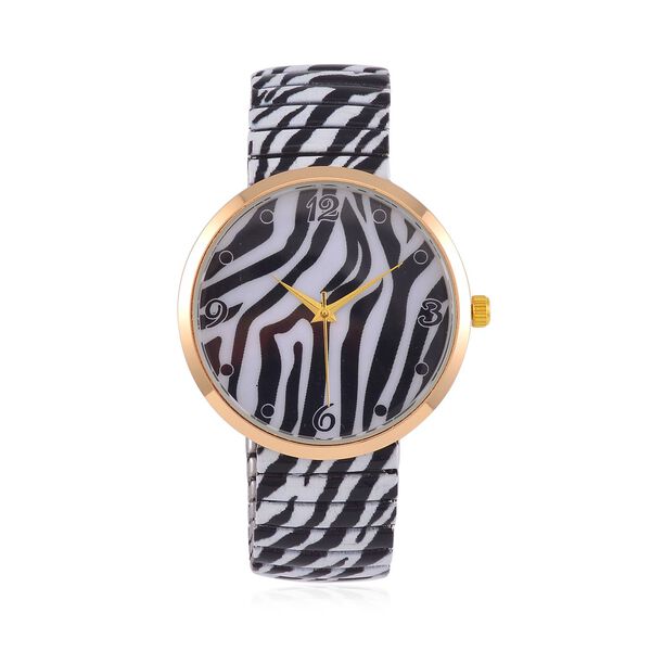 STRADA - Japanisches Uhrwerk, Flexible Uhr, Zebra Muster