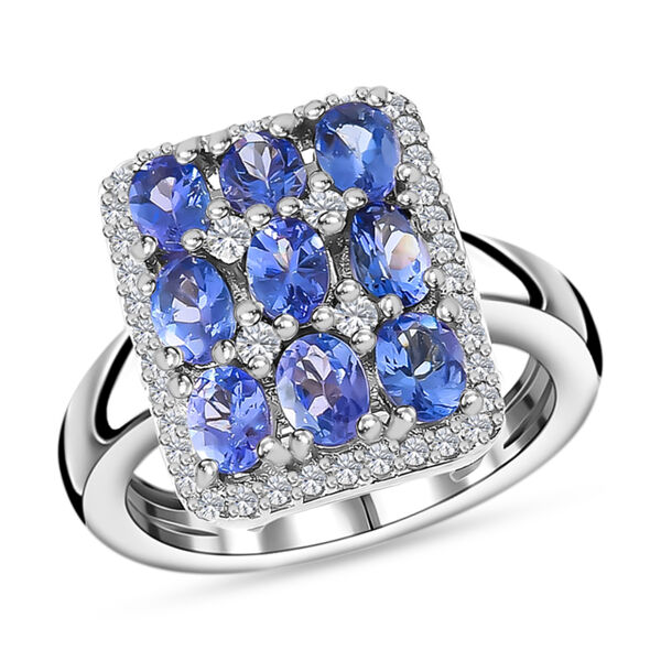 AAA Tansanit und Zirkon Cluster Ring - 2,33 ct. image number 4