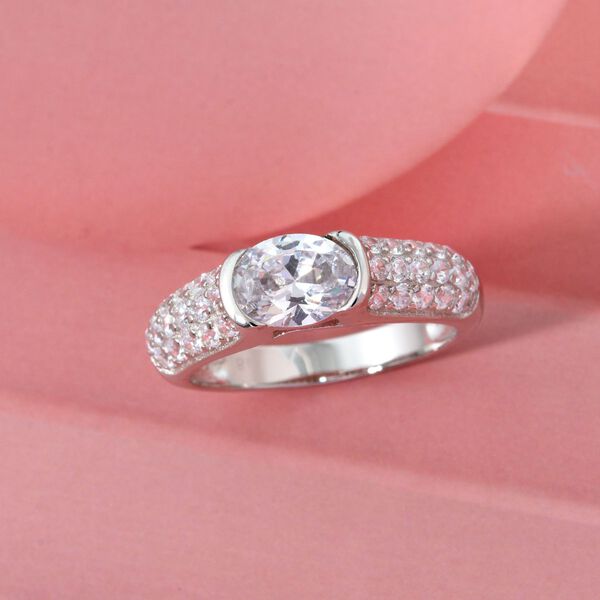 Lustro Stella Weißer Zirkonia Ring 925 Silber rhodiniert (Größe 18.00) image number 1
