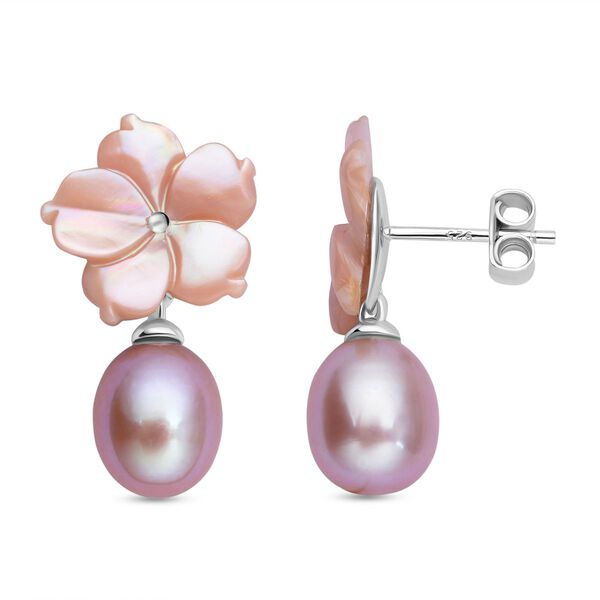 Jardin Kollektion - Lila S&uuml;&szlig;wasserperlen und Perlmutt-Ohrringe, 925 Silber rhodiniert image number 4