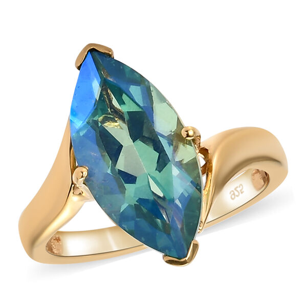 Pfau Triplett Quarz Ring 925 Silber vergoldet  ca. 3,96 ct image number 4