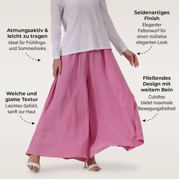 Gesmokte Taillen-Culottes, locker, bequem, elastischer Bund, Einheitsgr&ouml;&szlig;e, Rosa image number 3
