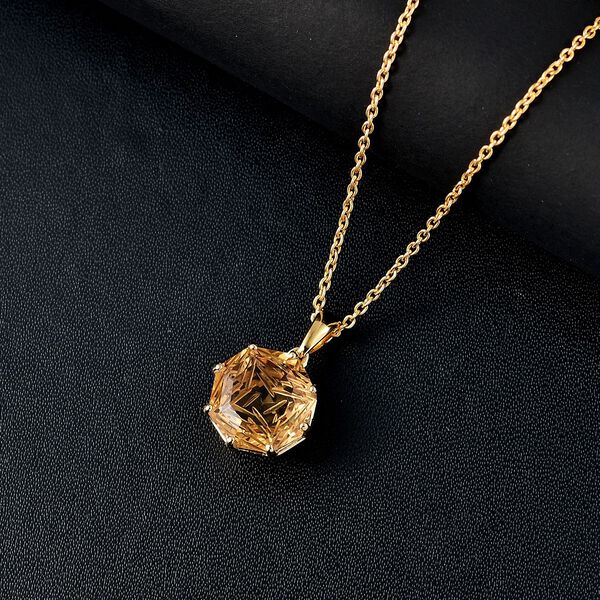 Citrin und Zirkon Anh&auml;nger mit 45cm Kette - 6,86 ct. image number 2