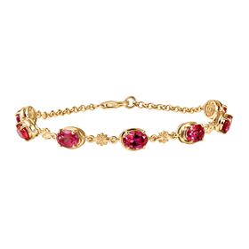 D'Joy Lab Created Padparadscha-Saphir Armband ca. 19 cm 925 Silber 750 Gelb Vergoldet ca. 8,38 ct.