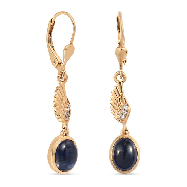 Masoala Saphir (Fissure gef&uuml;llt) und Zirkon Ohrh&auml;nger 925 Silber vergoldet ca. 4,08 ct&nbsp; image number 4