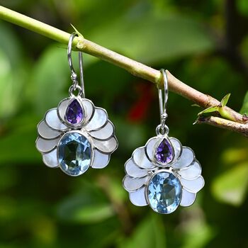 Royal Bali D'Joy himmelblaue Topas und afrikanische Amethyst Ohrringe