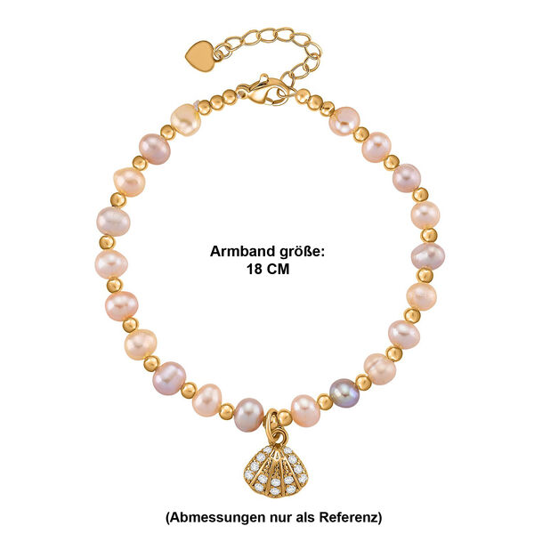 Mehrfarbige S&uuml;&szlig;wasser Perle (4-5 mm), Zirkonia Armband ca. 18cm + 5cm Extender, Nickelfreies Messing Ros&eacute;gold Vermeil image number 9
