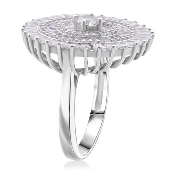 LUSTRO STELLA - Wei&szlig;er Zirkonia Ring 925 Silber rhodiniert (Gr&ouml;&szlig;e 20.00) 0.05 ct