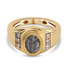 Meteorit und Zirkon Ring 925 Silber vergoldet (Größe 16.00) ca. 2,96 ct