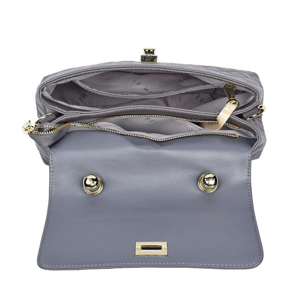 LA MAREY Crossbody Tasche aus 100% echtem Leder mit RFID Schutz und abnehmbarem Riemen, Grau image number 6