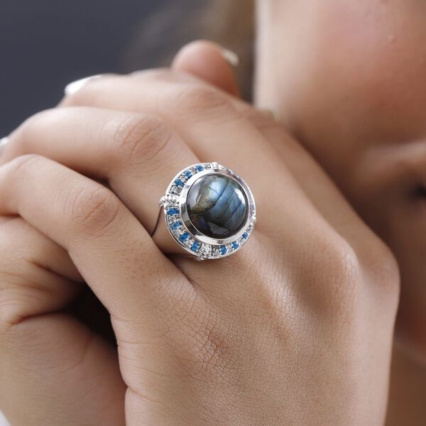 GP Art Déco Kollektion - Labradorit, Neon Apatit und Multi-Edelstein-Ring - 12,10 ct. image number 3