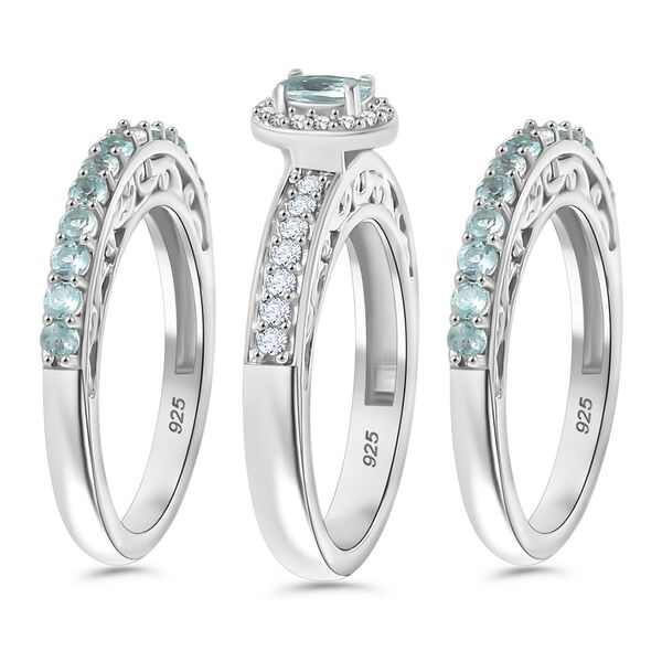 3er-Set- AA Lagunen Apatit und Zirkon Ringe - 1,87 ct. image number 5