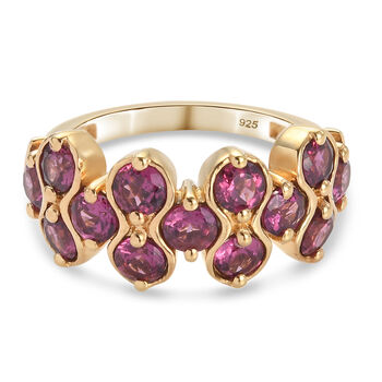 Rhodolith Granat Ring 925 Silber vergoldet (Gr&ouml;&szlig;e 16.00) ca. 2,98 ct