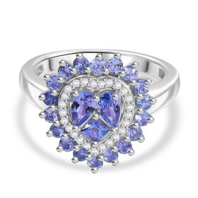 D’joy Tansanit Ring 925 Silber rhodiniert (Größe 18.00) ca. 1,52 ct