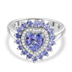 D’joy Tansanit Ring 925 Silber rhodiniert (Größe 18.00) ca. 1,52 ct