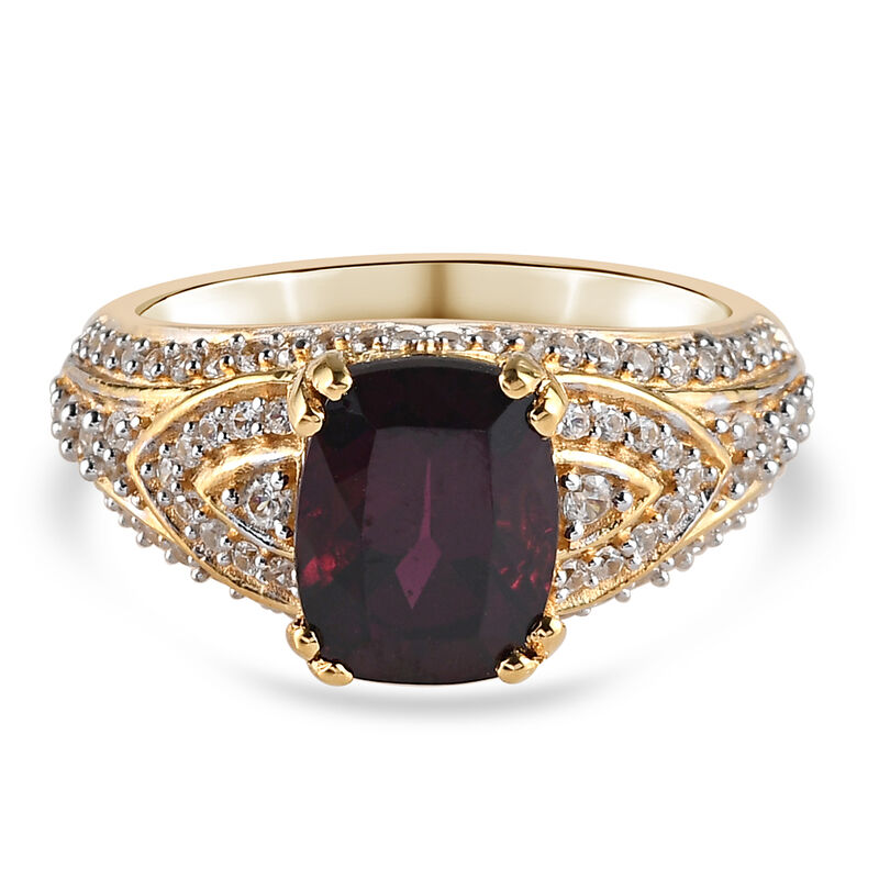 Rhodolith Granat und Zirkon Ring 925 Silber vergoldet  ca. 3,64 ct image number 0