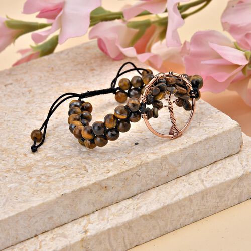 Gelbes Tigerauge Armband, ca. 15.25 cm, Messing  ca. 69.00 ct image number 1