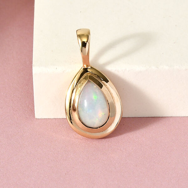 Natürlicher, äthiopischer Welo Opal Anhänger, 925 Silber vergoldet, ca. 0.86 ct image number 0