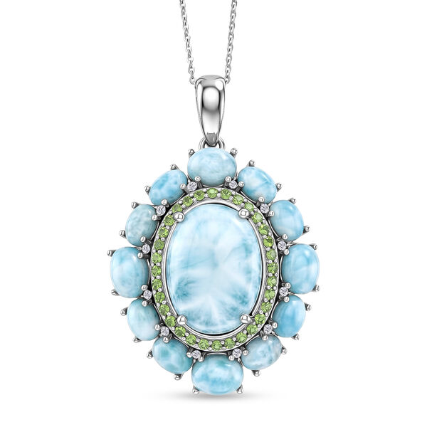 D'Joy Larimar Schmuckset ca. 50 cm 925 Silber Rhodiniert ca. 23,36 ct.