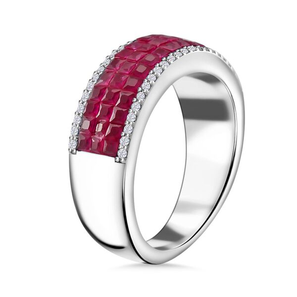 Rubin-Farbe und wei&szlig;er Zirkonia Ring image number 5