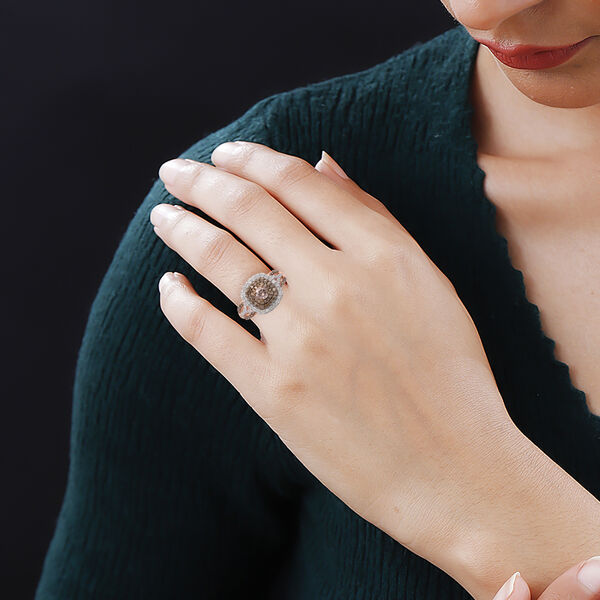 Nat&uuml;rlicher Champagner- und wei&szlig;er Diamant-Ring - 1 ct. image number 3