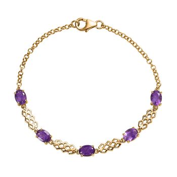 Afrikanischer Amethyst Armband ca. 19 cm 925 Silber vergoldet ca. 3.71 ct