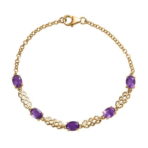 Afrikanischer Amethyst Armband ca. 19 cm 925 Silber vergoldet ca. 3.71 ct image number 0