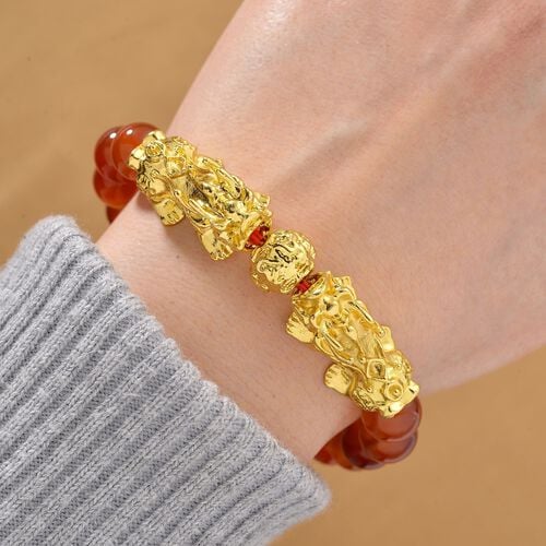 Roter Achat Armband ca. Flexibles cm Standard gelb vergoldet ca. 150,00 ct. image number 1