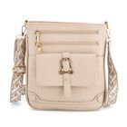 Elegante Umhängetasche aus feinem Lederimitat mit Mehrfachfächern, 24x27 cm, Steingrau