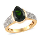 Natürlicher Chromdiopsid und Zirkon Ring 925 Silber vergoldet  ca. 2,58 ct image number 3