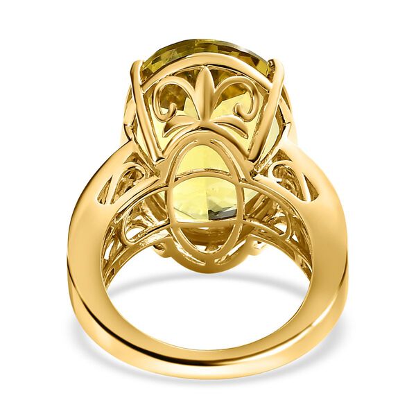 Ouro Verde-Quarz, wei&szlig;er Zirkon Ring, 925 Silber vergoldet (Gr&ouml;&szlig;e 17.00) ca. 16.64 ct image number 6