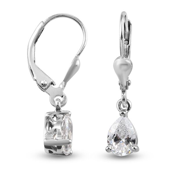 LUSTRO STELLA Hergestellt mit ZIRKONIA Tropfen Ohrringe 925 Silber Platin-Überzug image number 2