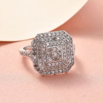 Wei&szlig;er Diamant Ring, 925 Silber platiniert (Gr&ouml;&szlig;e 21.00) ca. 1.00 ct
