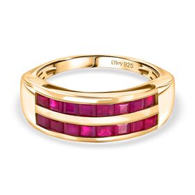 AA Rubin Ring, 925 Silber 750 Gelbgold Vermeil - 2 ct.