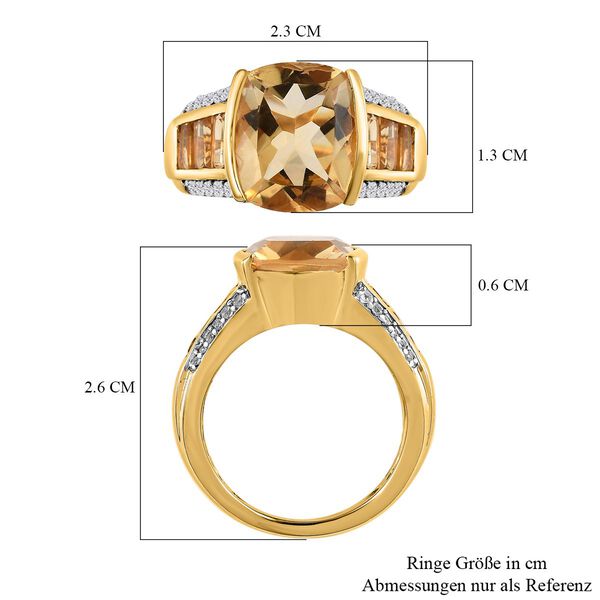 Citrin, Wei&szlig;er Zirkon Ring, 925 Silber Gelbgold Vermeil, (Gr&ouml;&szlig;e 17.00) ca. 5.99 ct image number 7