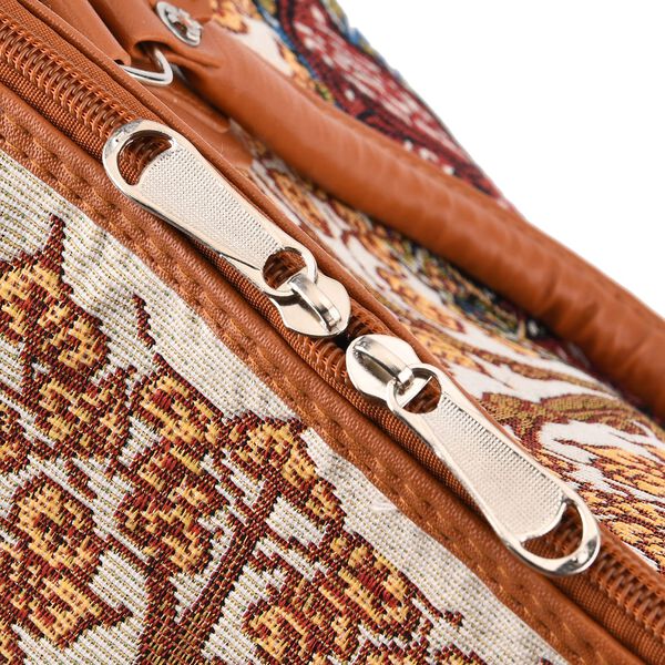 "Life style Color:White with red elephant print /Profile:Duffel bag wall(exterior):Polyester    Lining(interior): polyester; Pockets(exterior):Zipped-1 Pockets(interior):none Measurement:45*23*27cm         " image number 7