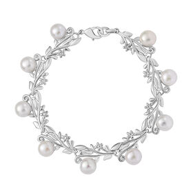 Süßwasser Perle (7.5-8 mm) Armband ca. 19 cm Messing