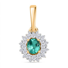 Smaragd und Moissanit Anhänger - 0,65 ct.