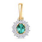 Smaragd, Moissanit Anhänger 925 Silber 750 Gelb Vergoldet ca. 0.65 ct