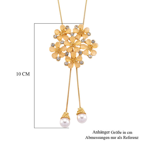 Kunststoff Perle, Wei&szlig;er Kristall Halskette, Verstellbar (ca. 50 cm - 74 cm), Gelb image number 6