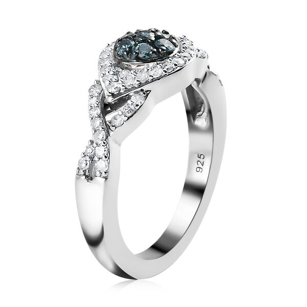 Blauer und wei&szlig;er Diamant-Ring, 925 Silber platiniert  ca. 0,50 ct image number 5