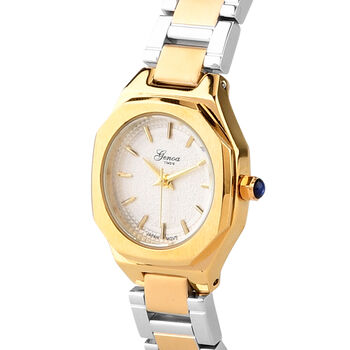 GENOA - Wei&szlig;er Zirkonia, Wei&szlig;es Perlmutt Schmuckset 316L Edelstahl Bicolor, 316L Edelstahl IP-Gelbbeschichtung, Nickelfreies Messing IP-Gelbbeschichtung und Legierung Bicolor